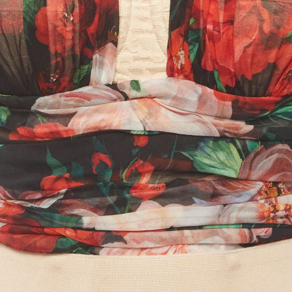 Dolce & Gabbana Multicolor Floral Print Marquisette And Chiffon Corset Top S - Picture 3 of 4